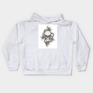 Skull with Snake and Flowers Kids Hoodie